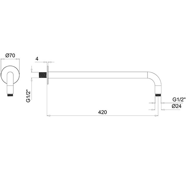 Кронштейн для верхнего душа настенный Almar 42см E021115.CO (медь брашированная)
