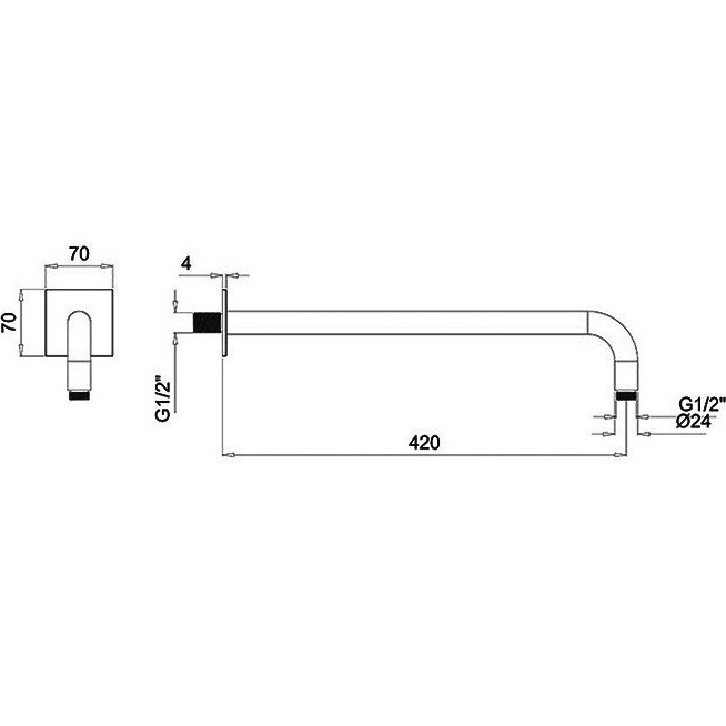 Кронштейн для верхнего душа настенный Almar Arms 42см E021116.CO (медь брашированная)