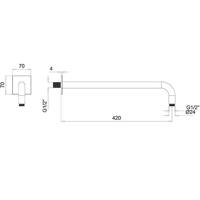 Кронштейн для верхнего душа настенный Almar Arms 42см E021116.HB (латунь брашированная)