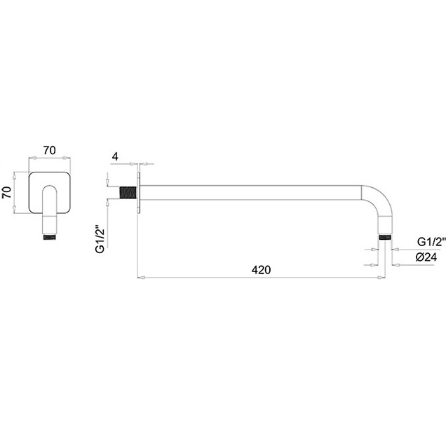 Кронштейн для верхнего душа настенный Almar Arms 42см E021117.HB (бронза)