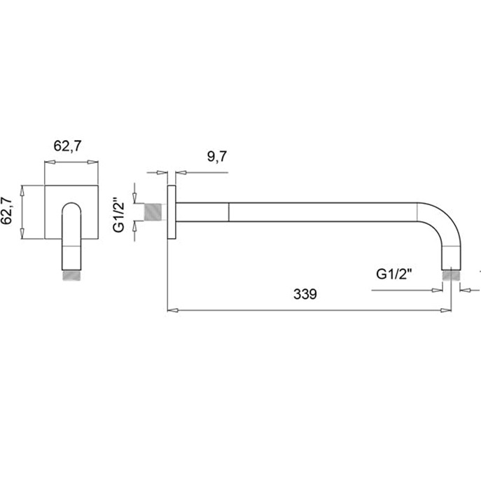 Кронштейн для верхнего душа настенный Almar Round 34см E021124.CR (хром)