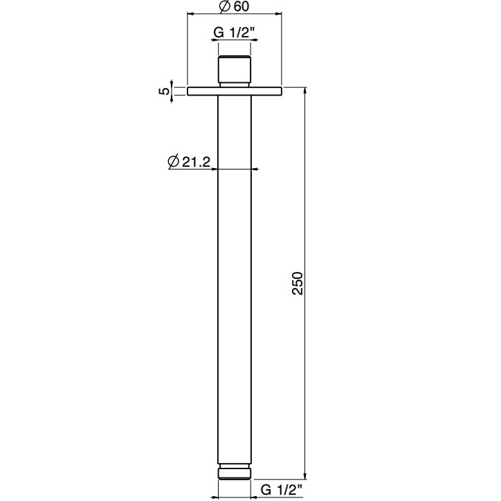 Кронштейн для верхнего душа потолочный 25 см Fima Carlo Frattini Spillo Steel F2946INOX (нержавеющая сталь)