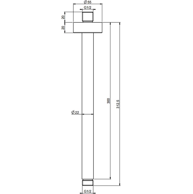 Кронштейн для верхнего душа потолочный 30см, 1/2 Fima Carlo Frattini Soffioni F2586CR (хром)