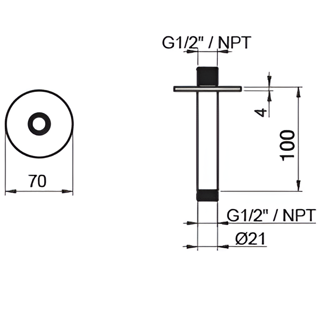 Кронштейн для верхнего душа потолочный Almar 316 Stainless Steel 10см E021098.316 (нержавеющая сталь брашированная)