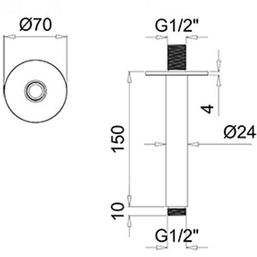 Кронштейн для верхнего душа потолочный Almar Arms 15см E021107.CR (хром)