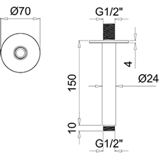 Кронштейн для верхнего душа потолочный Almar Arms 15см E021107.HB (латунь брашированная)