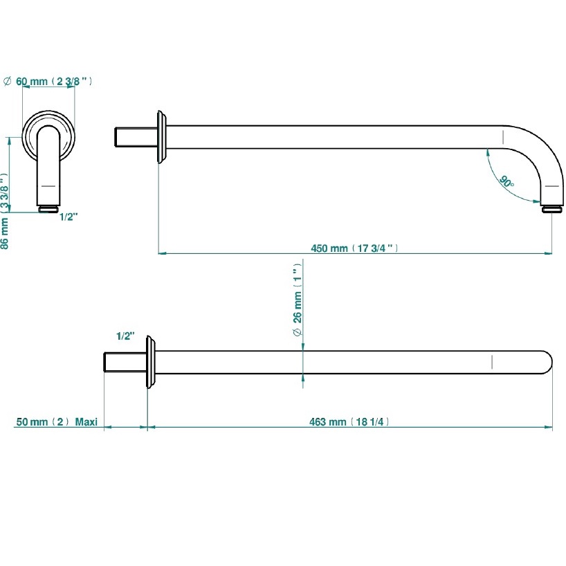 Кронштейн для верхнего душа 45 см. THG Mandarine Metal U1A-F01-84L (золотой)