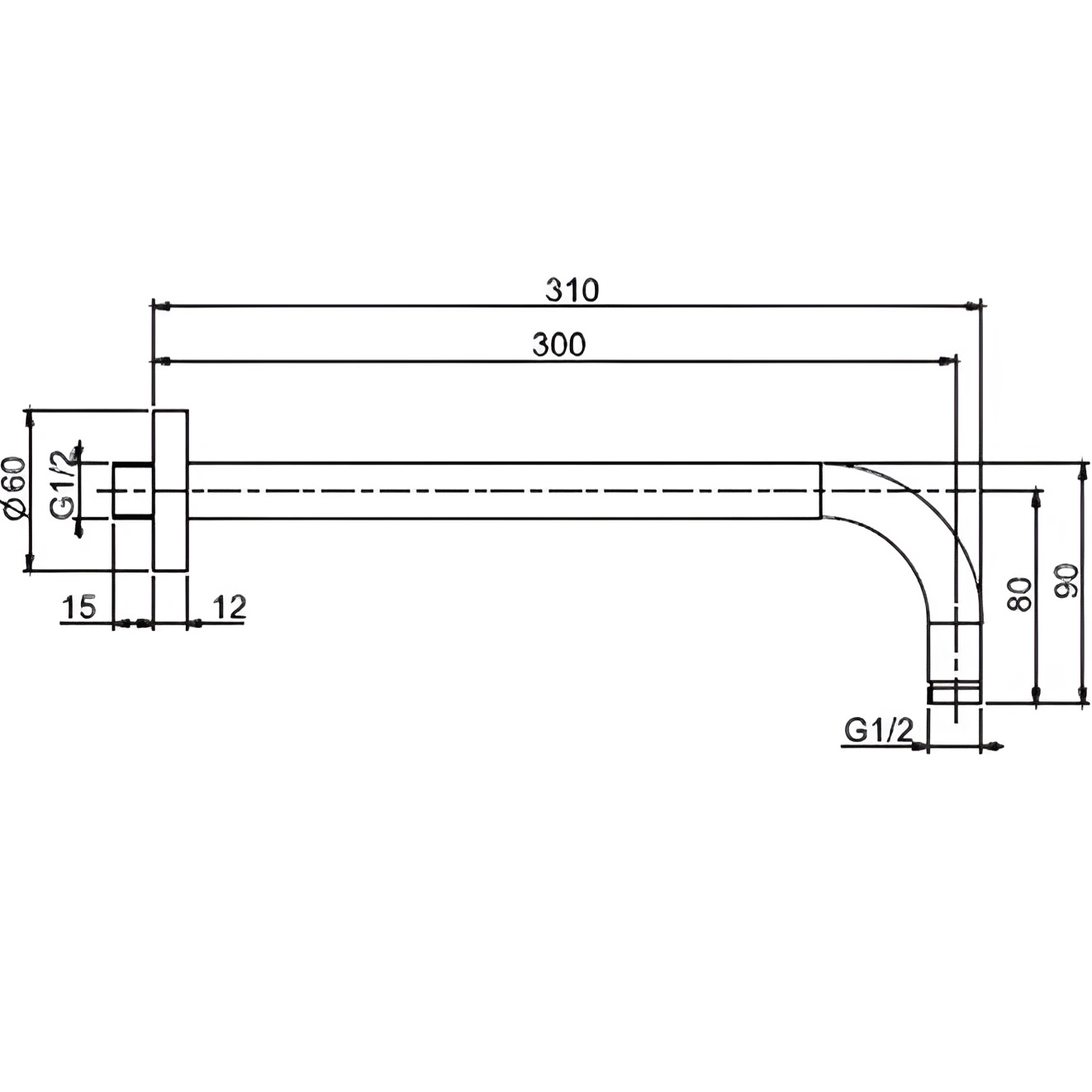 Кронштейн настенный 30 см. 1/2 Fima Carlo Frattini Wellness F2138CS.30 (черный хром)