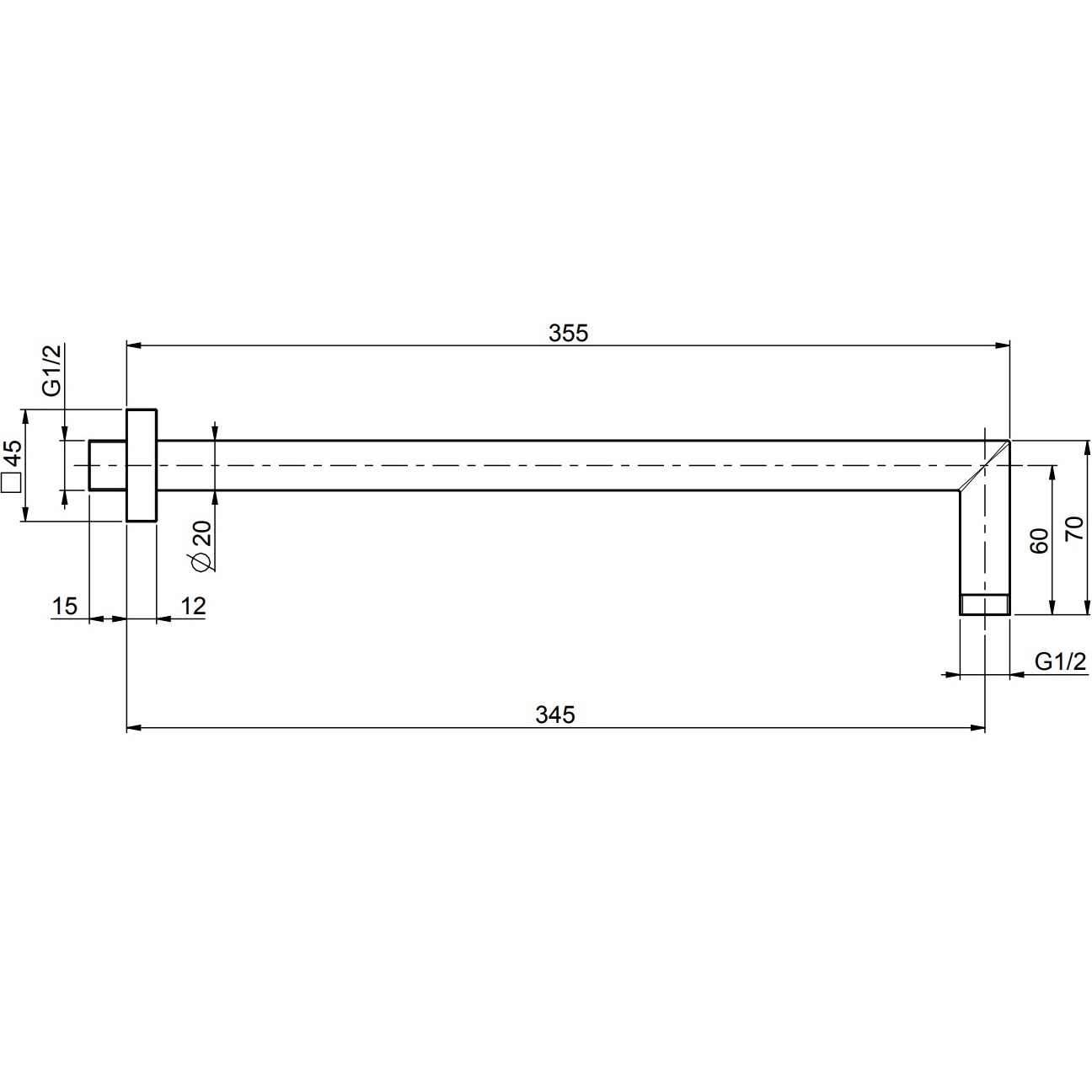 Кронштейн настенный 35 см. 1/2 Fima Carlo Frattini Wellness F2538NS (черный матовый)