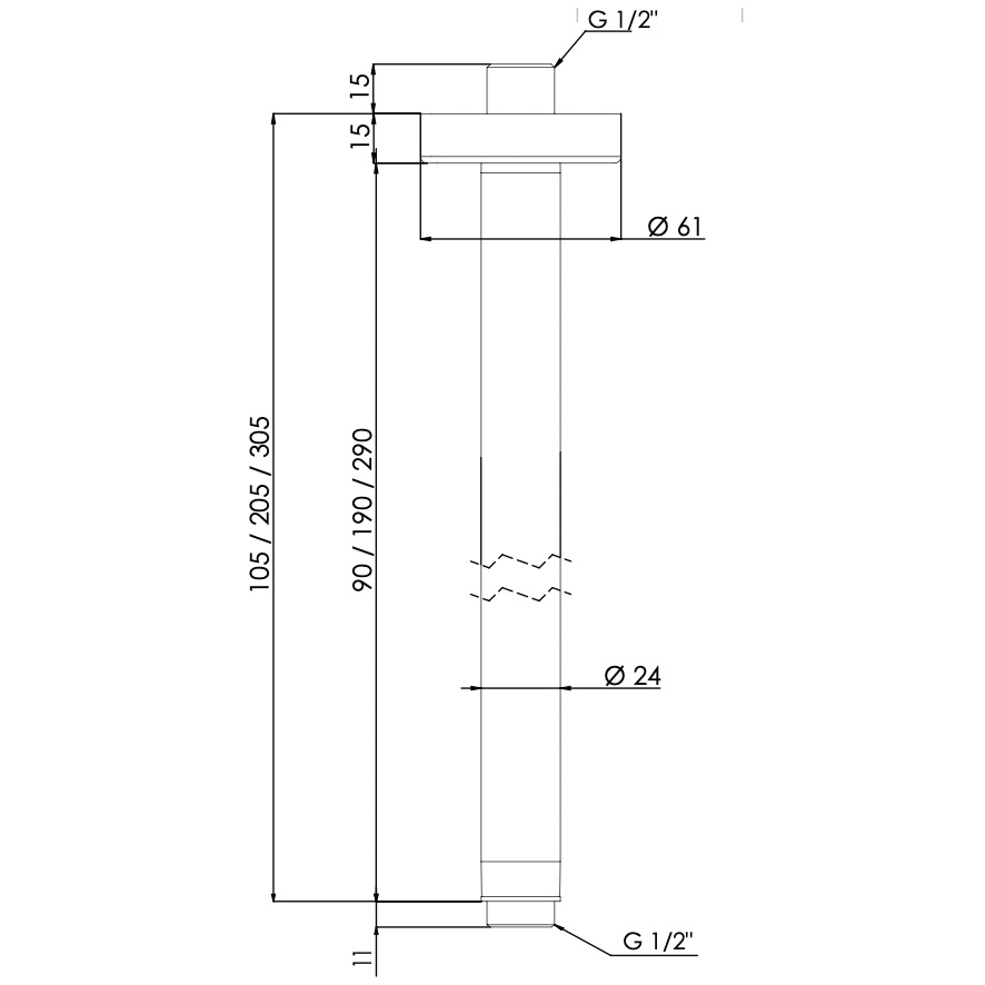 Кронштейн потолочный для верхнего душа Remer Inox SS347N20 (сталь)