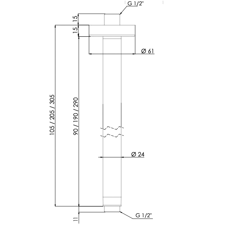 Кронштейн потолочный для верхнего душа Remer Inox SS347N30 (сталь)