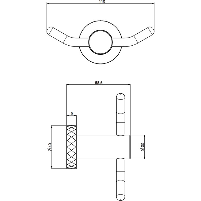 Крючок двойной Fima Carlo Frattini Accessori F6004T/2VNS (черный матовый)