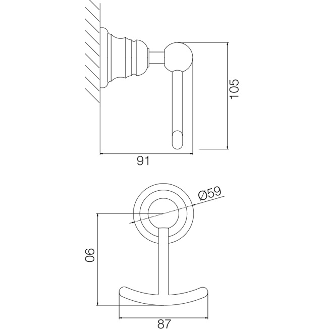 Крючок двойной Fima Carlo Frattini Accessori F6064/2BR (бронза)