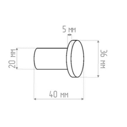 Крючок Tezza Pin 36 мм (нерж. сатинированная сталь), 2 шт.