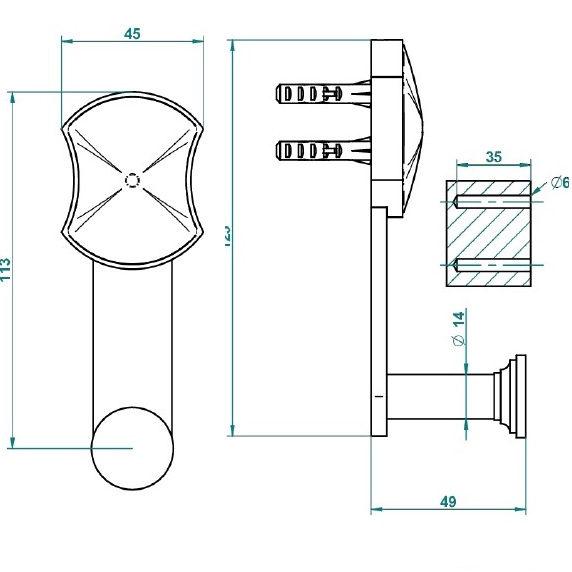 Крючок THG Infini white porcelain U2D-A02-517 (хром, белый)