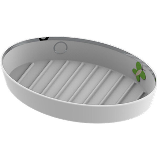 Мыльница фарфоровая настольная THG Capucine Vert Decor Platine A7E-A02-4607 (платина, зеленый, белый)