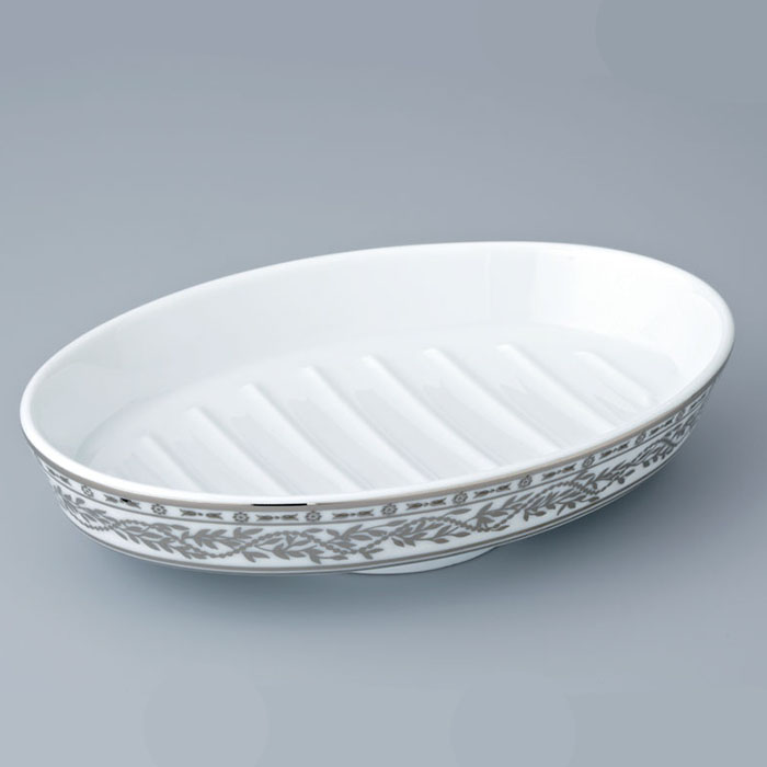 Мыльница фарфоровая настольная THG Marquise platinum decor A7G-A02-4607 (белый, платина)