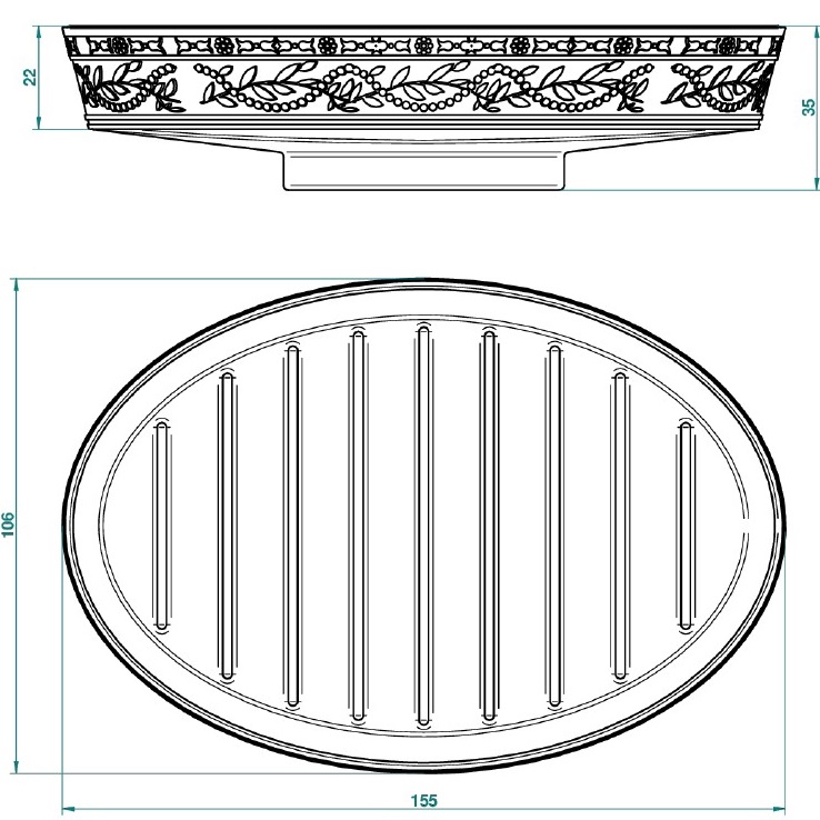Мыльница фарфоровая настольная THG Marquise platinum decor A7G-A02-4607 (белый, платина)