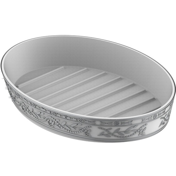 Мыльница фарфоровая настольная THG Marquise platinum decor A7G-A02-4607 (белый, платина)