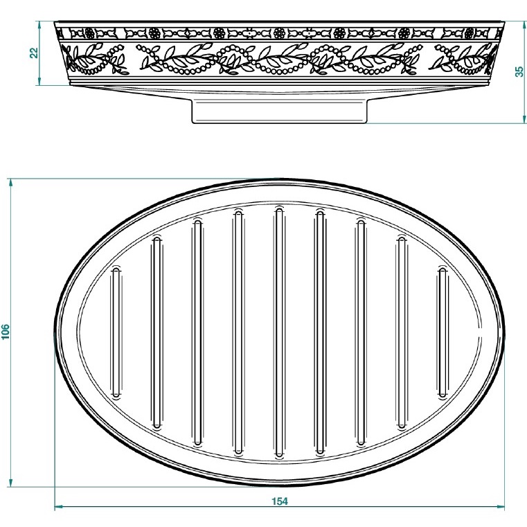Мыльница фарфоровая настольная THG Marquise porcelaine noire A7F-A02-4607 (белый, декор: золотой, черный)