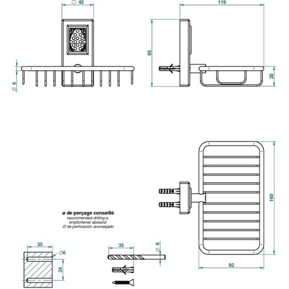 Мыльница-корзина металлическая THG Metropolis cristal clair A2A-A02-620 (хром)