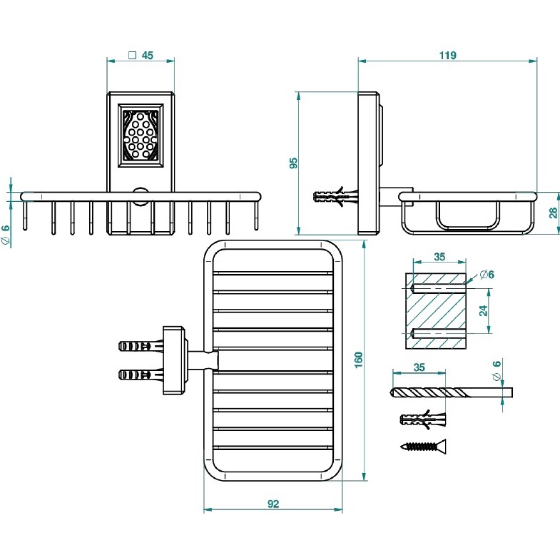 Мыльница-корзина металлическая THG Metropolis cristal clair A2L-A02-620 (хром, черный)