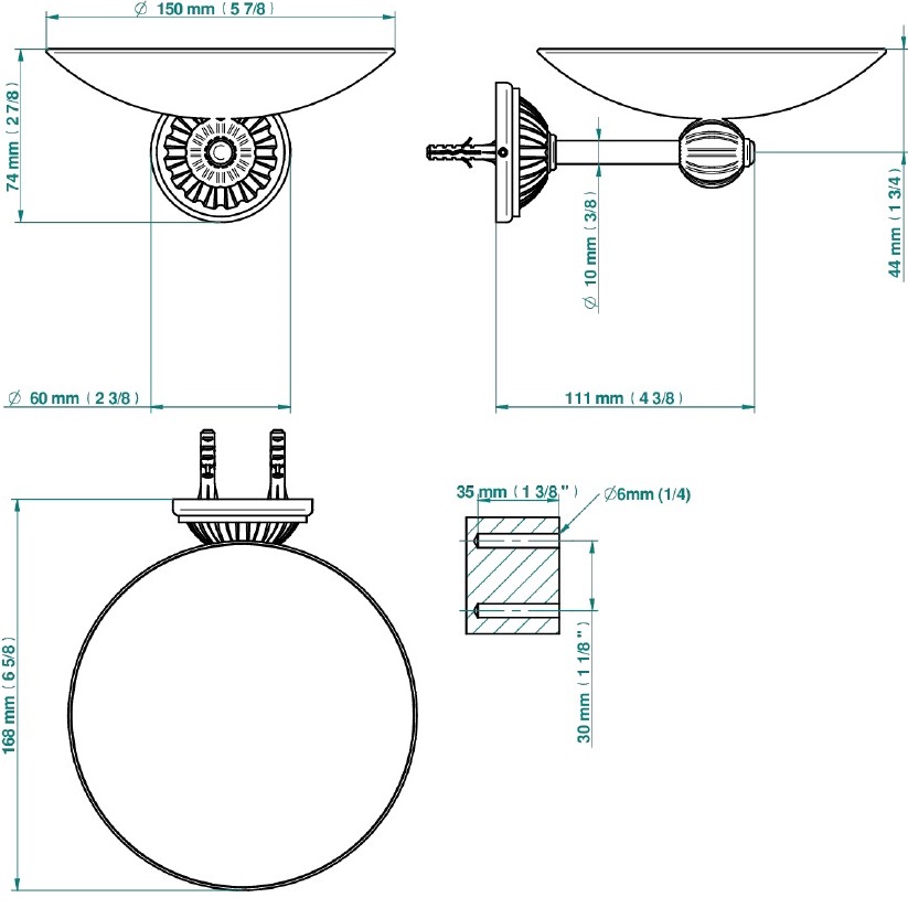 Мыльница металлическая подвесная THG Mandarine metal U1A-G02-546GM (хром, золотой)