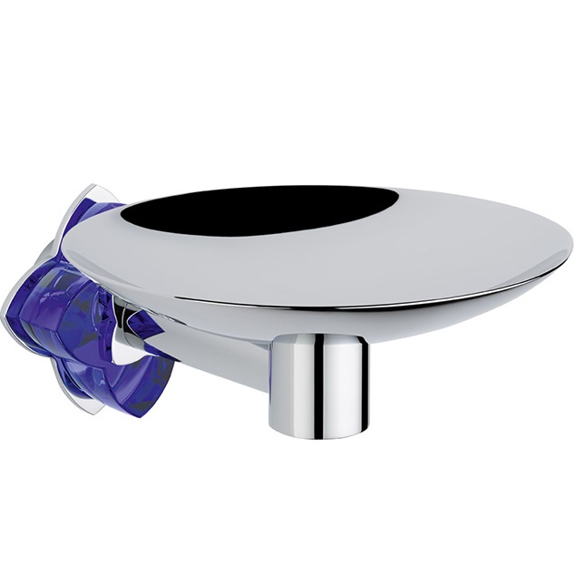 Мыльница металлическая подвесная THG Petale de cristal bleu U6B-A02-546 (хром, синий хрусталь)