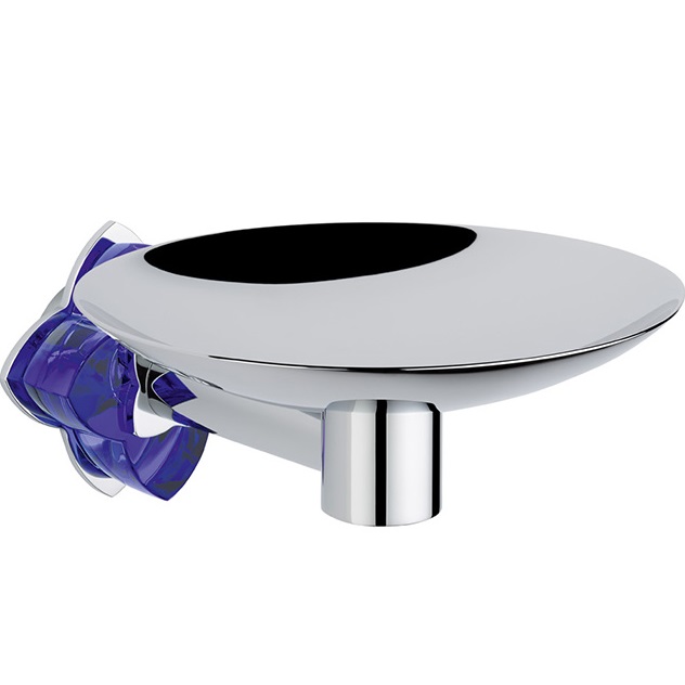 Мыльница металлическая подвесная THG Petale De Cristal Bleu U6B-A02-546GM (хром, синий хрусталь)