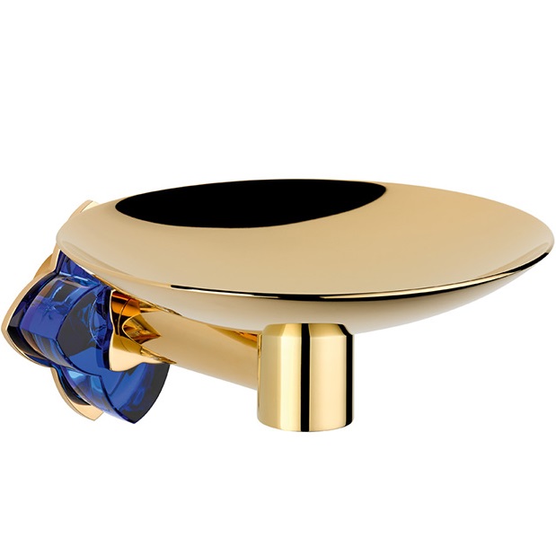 Мыльница металлическая подвесная THG Petale de cristal bleu U6B-F01-546 (золотой, синий хрусталь)