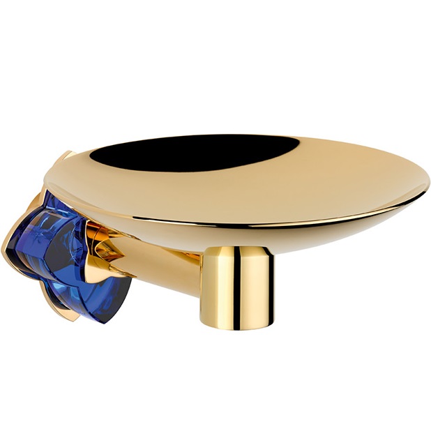 Мыльница металлическая подвесная THG Petale De Cristal Bleu U6B-F01-546GM (золотой, синий хрусталь)