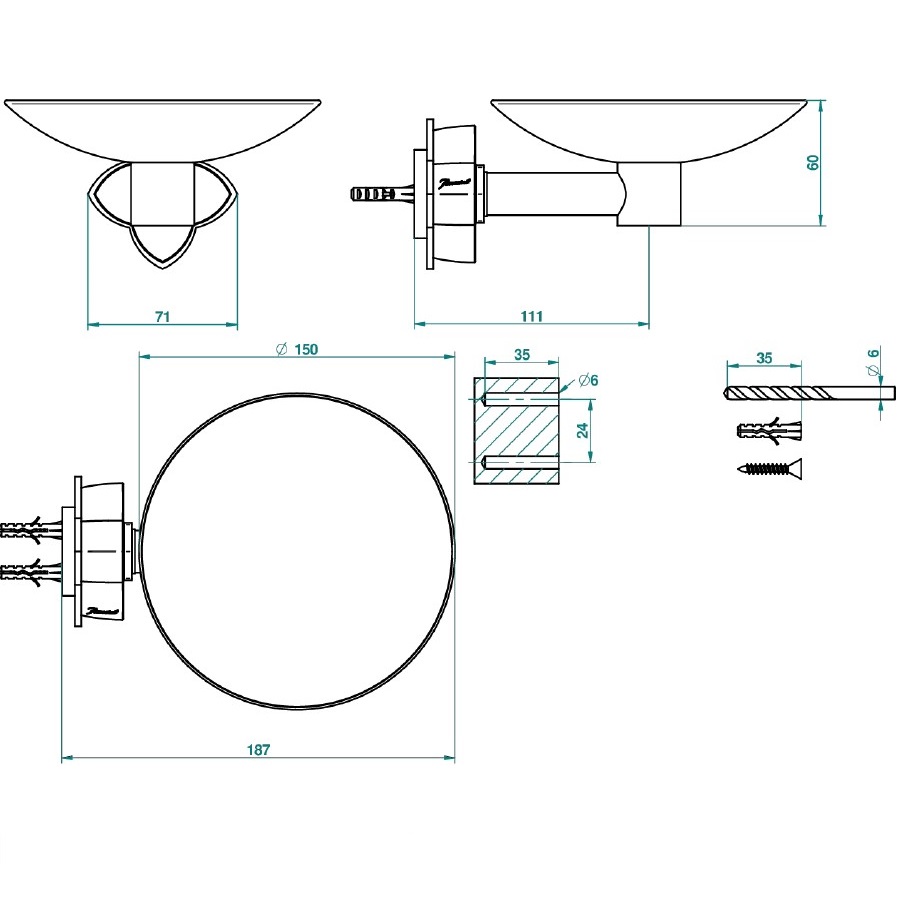 Мыльница металлическая подвесная THG Petale De Cristal Bleu U6B-F01-546GM (золотой, синий хрусталь)