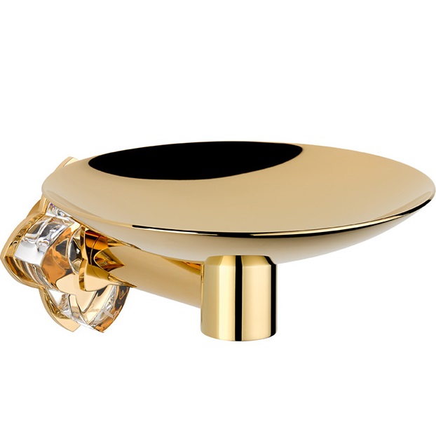 Мыльница металлическая подвесная THG Petale de Cristal clair liser dor U6E-F01-546GM (золотой, прозрачный хрусталь)