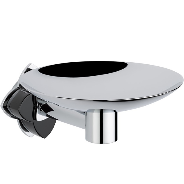 Мыльница металлическая подвесная THG Petale de Cristal noir U6D-A02-546GM (хром, черный хрусталь)