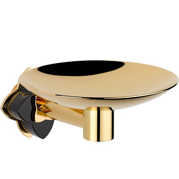 Мыльница металлическая подвесная THG Petale de Cristal noir U6D-F01-546GM (золотой, черный хрусталь)