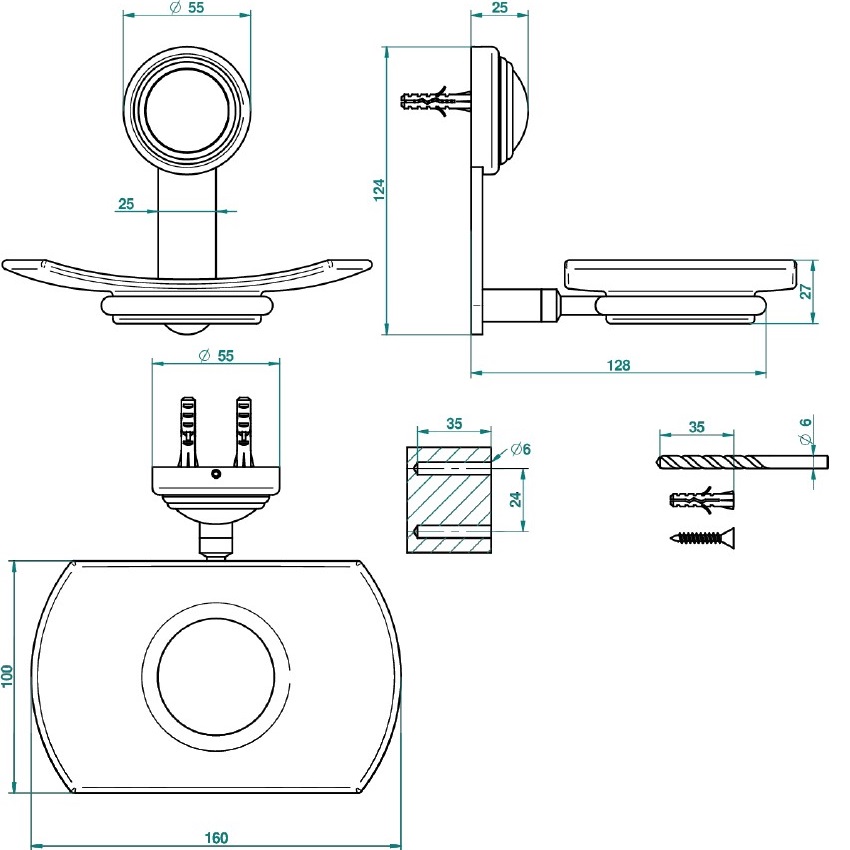 Мыльница подвесная THG Dahlia A41-F01-500 (золотой)