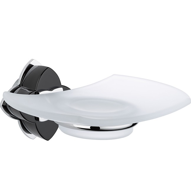 Мыльница подвесная THG Petale de cristal noir U6D-A02-500 (хром, черный хрусталь)