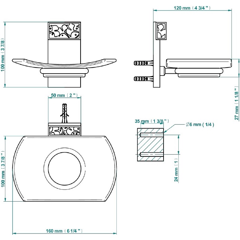 Мыльница стеклянная подвесная THG Ginkgo U5E-F01-500 (золотой, оранжевый хрусталь)