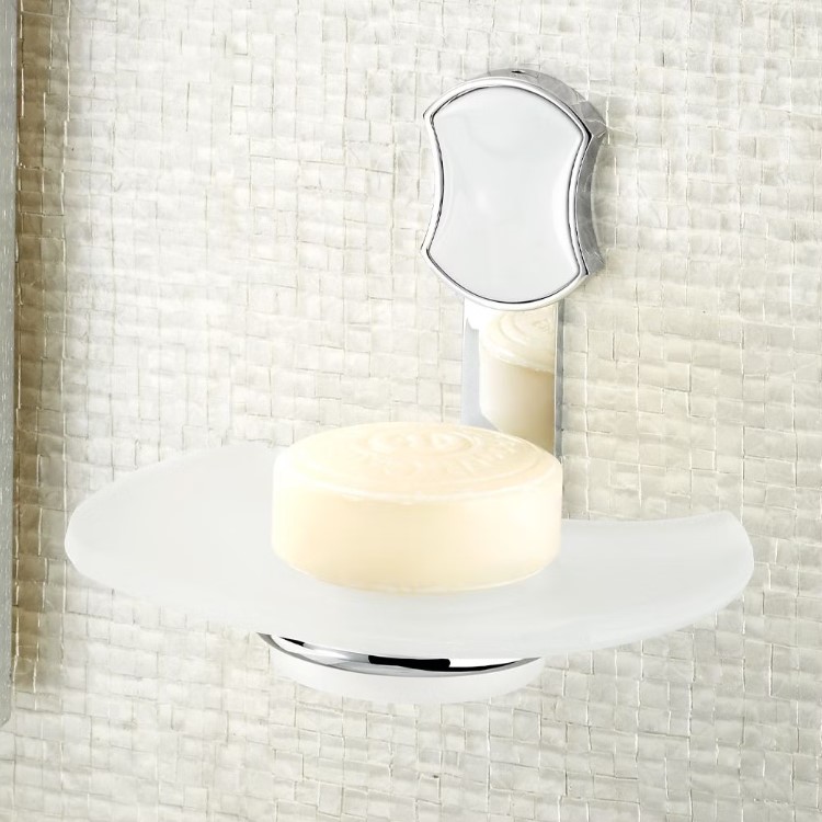 Мыльница стеклянная подвесная THG Infini white porcelain U2D-A02-500 (хром, белый)