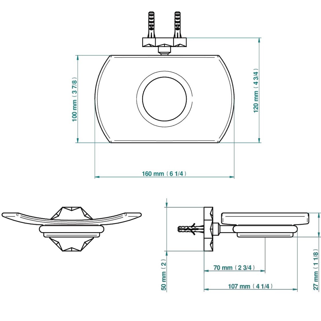 Мыльница стеклянная подвесная THG Nihal Porcelaine Ivoire U2N-F30-500 (золотой)