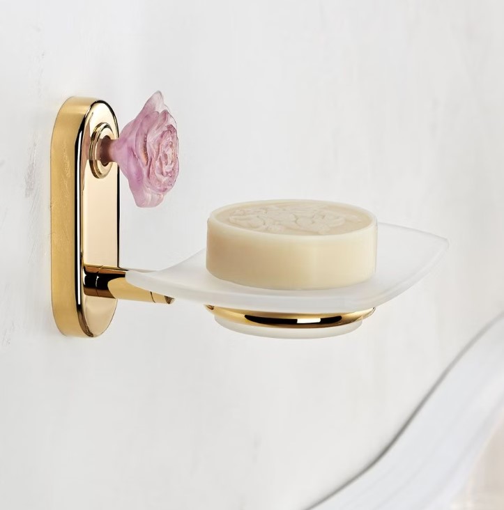 Мыльница стеклянная подвесная THG Rose U5J-F01-500 (золотой, розовый)