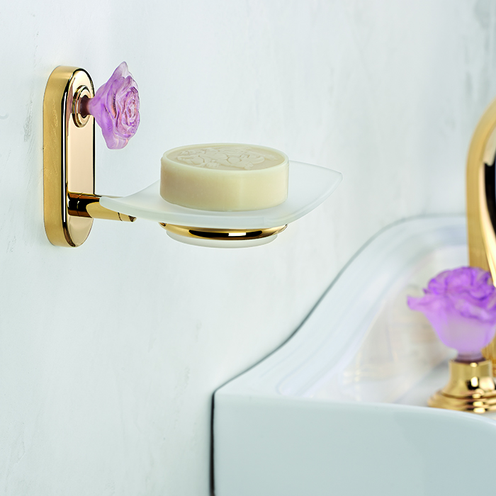 Мыльница стеклянная подвесная THG Rose U5J-F01-500 (золотой, розовый)