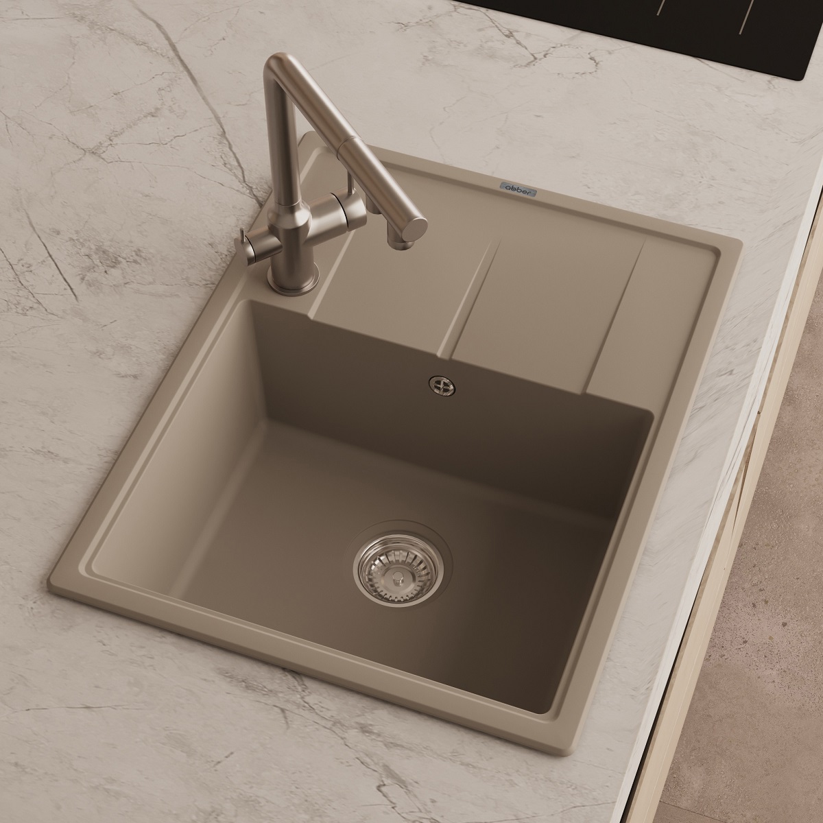 Мойка кухонная Abber Quarz AQ2903S 65х51 (песочный), слив-перелив