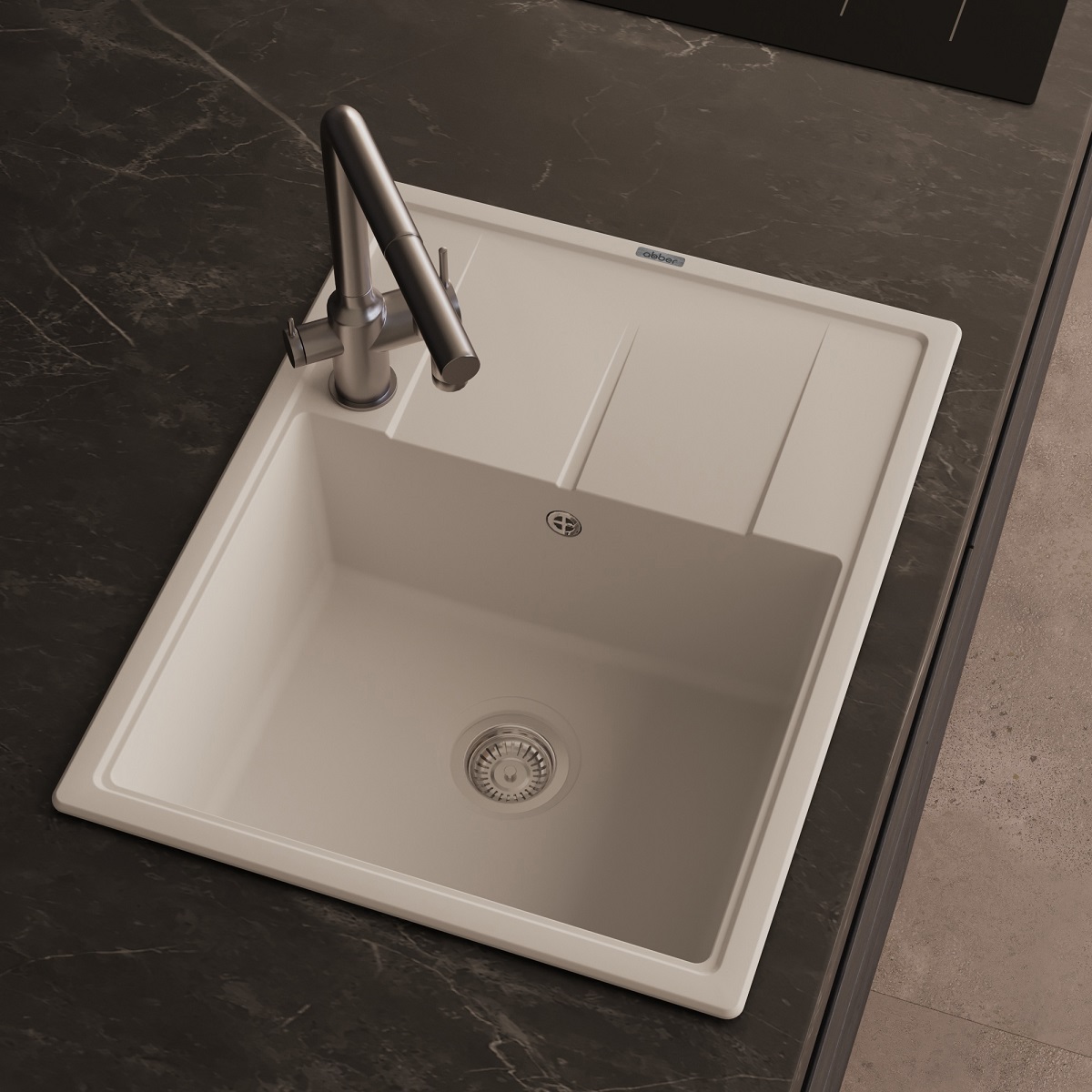 Мойка кухонная Abber Quarz AQ2903W 65х51 (белый), слив-перелив