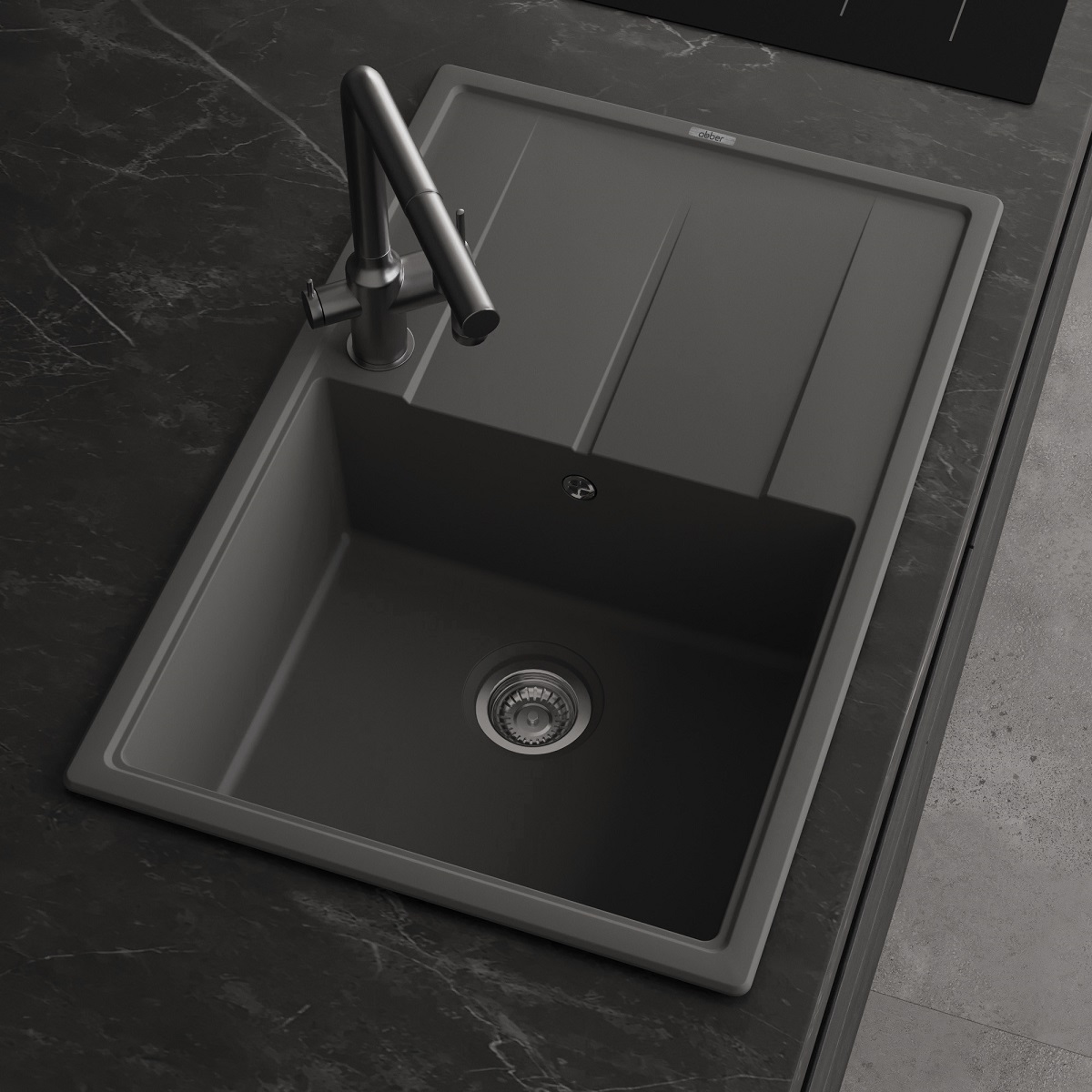 Мойка кухонная Abber Quarz AQ2904G 78х51 (серый), слив-перелив