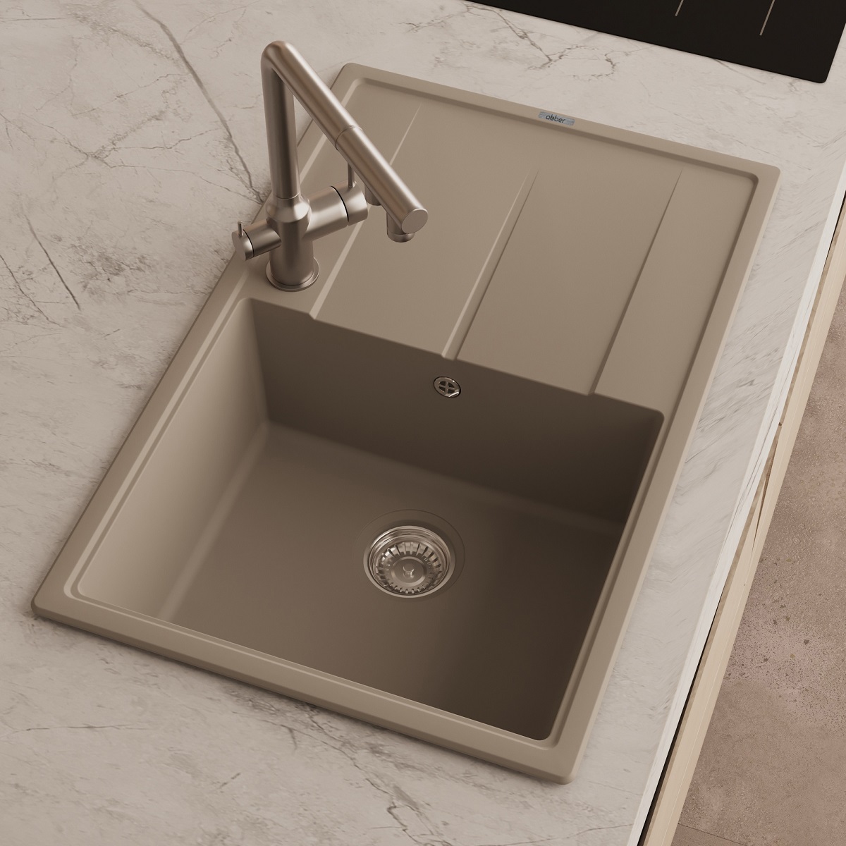 Мойка кухонная Abber Quarz AQ2904S 78х51 (песочный), слив-перелив