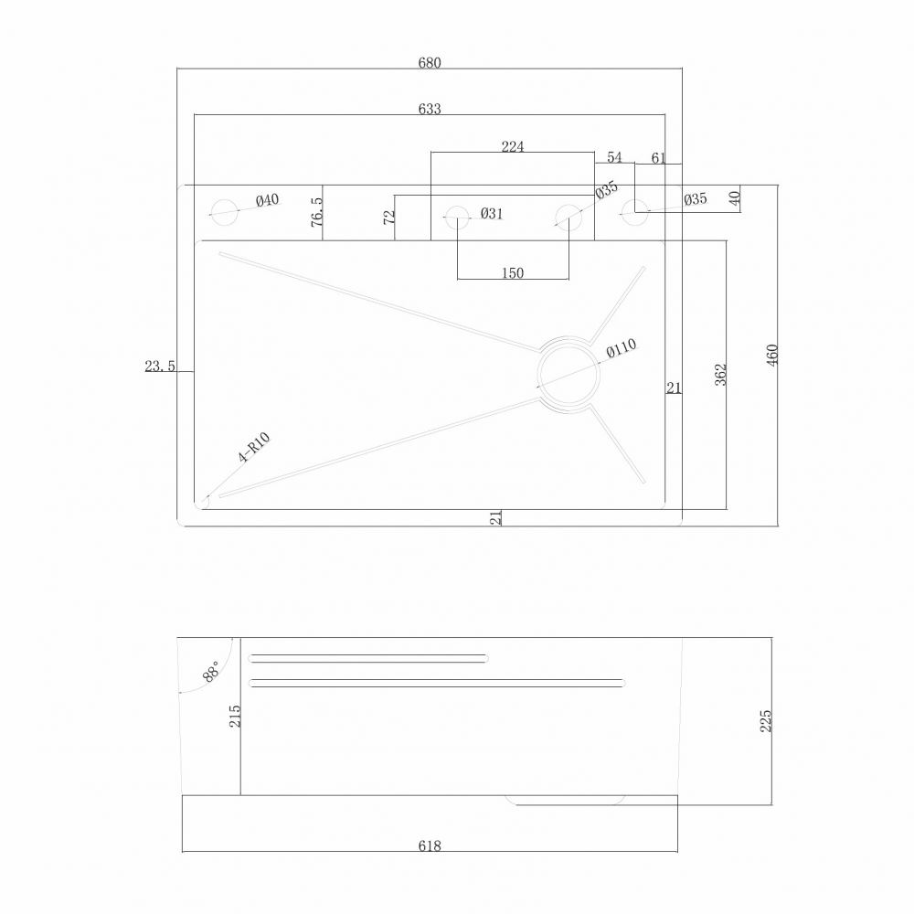 Мойка кухонная Abber Wasser Kreis AF2194SP 68х46х22.5 (сатин)