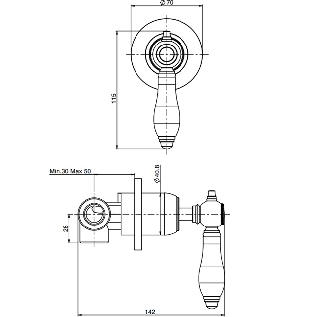 Переключатель потоков, на 2 выхода F5423/2CNCR (хром)