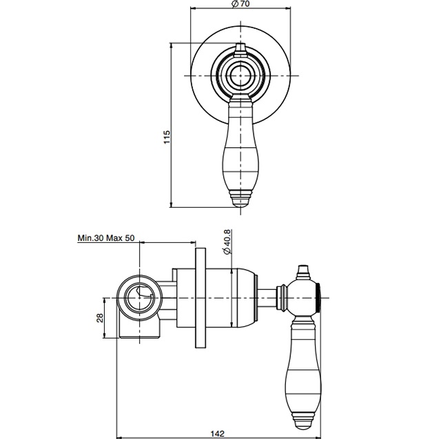 Переключатель потоков, на 2 выхода F5423/2OR (золотой)