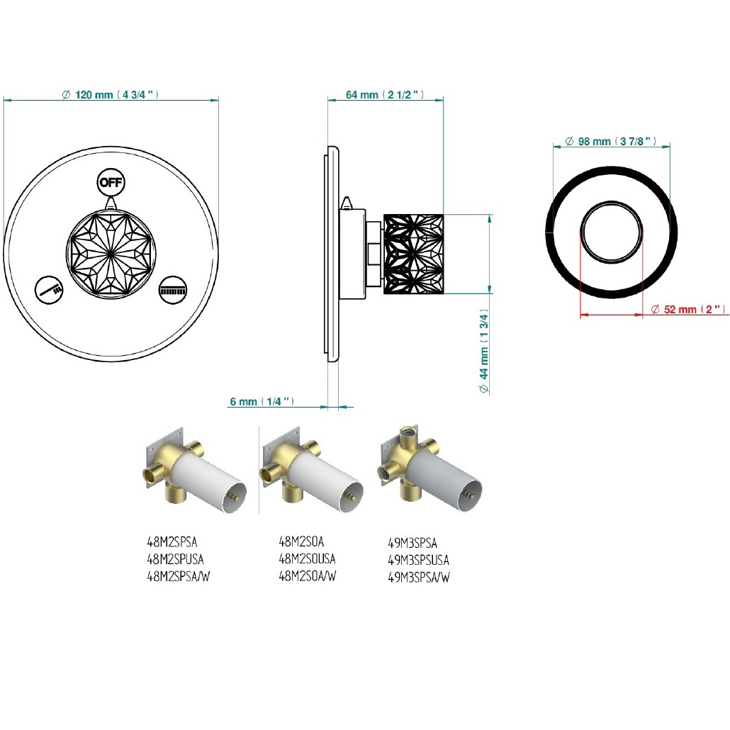 Переключатель потоков THG Nihal Porcelaine Ivoire U2N-F30-48M2SB (золотой, айвори), на 3 источника